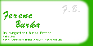 ferenc burka business card